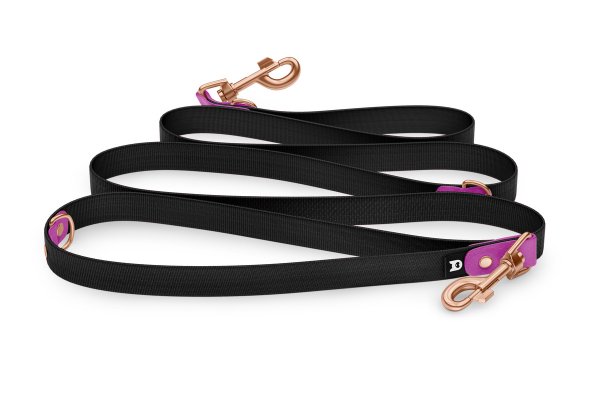 Reduzierte Hundeleine: Hellviolett und Schwarz mit Rosegold-Komponenten