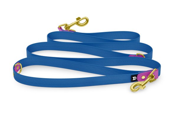 Reduzierte Hundeleine: Hellviolett und Blau mit Gold-Komponenten