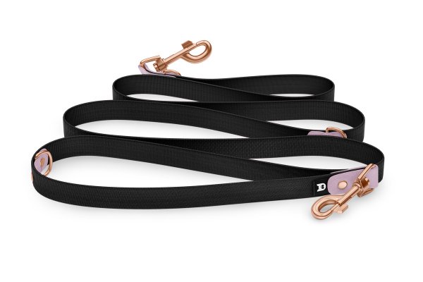 Reduzierte Hundeleine: Flieder und Schwarz mit Rosegold-Komponenten