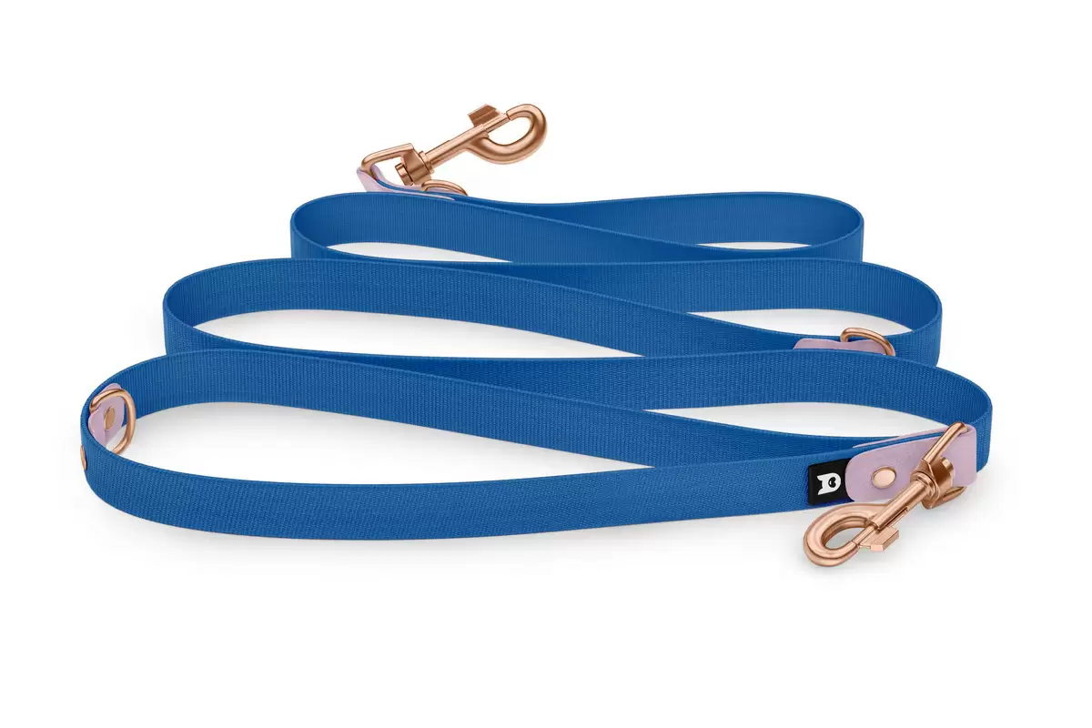 Reduzierte Hundeleine: Flieder und Blau mit Rosegold-Komponenten