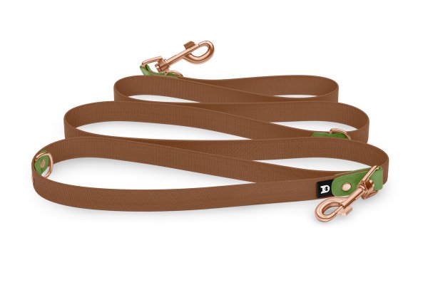 Reduzierte Hundeleine: Oliv und mit Rosegold-Komponenten