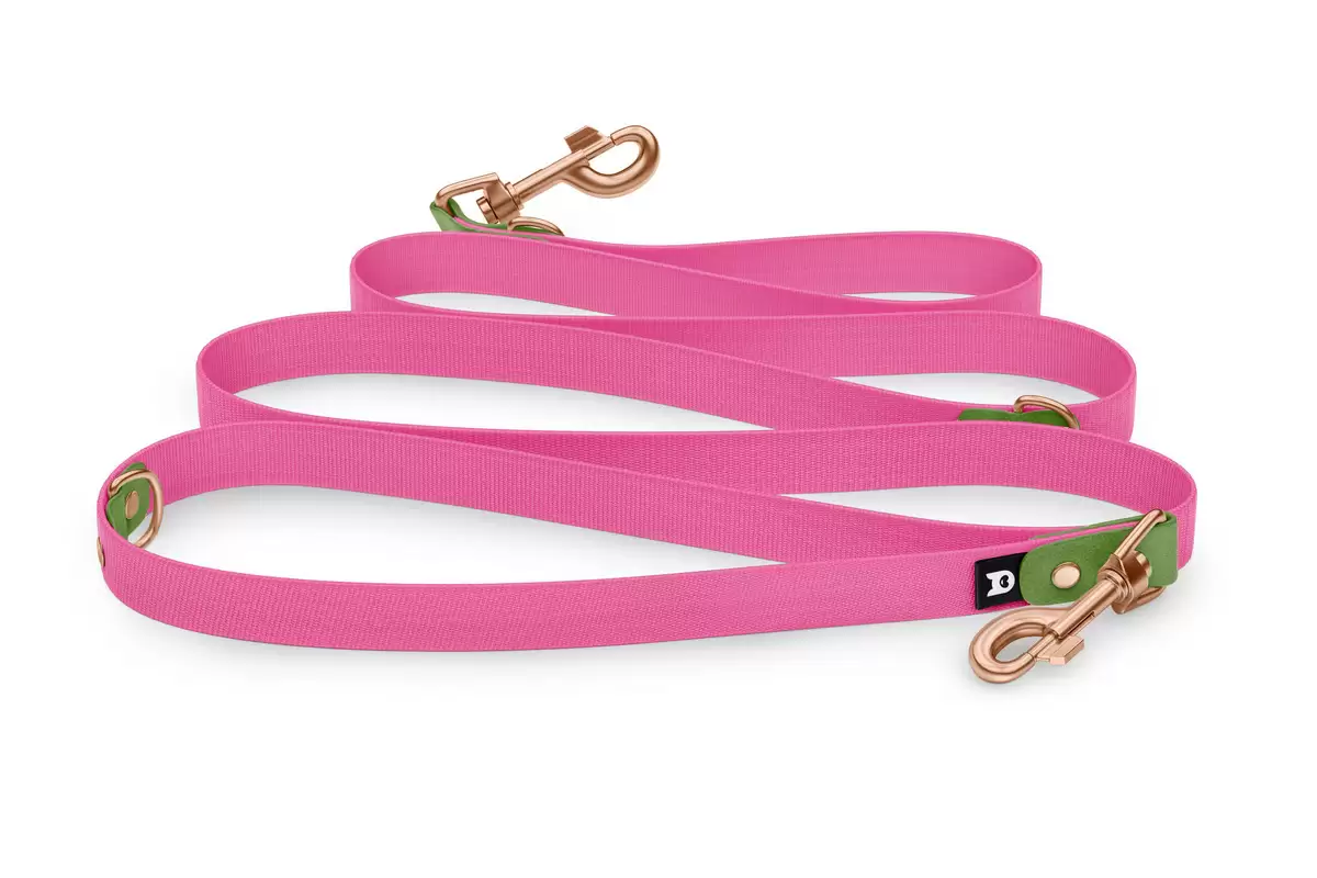 Reduzierte Hundeleine: Oliv und mit Rosegold-Komponenten
