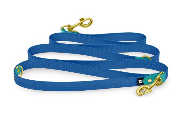 Reduzierte Hundeleine: Pastellgrün und Blau mit Gold-Komponenten