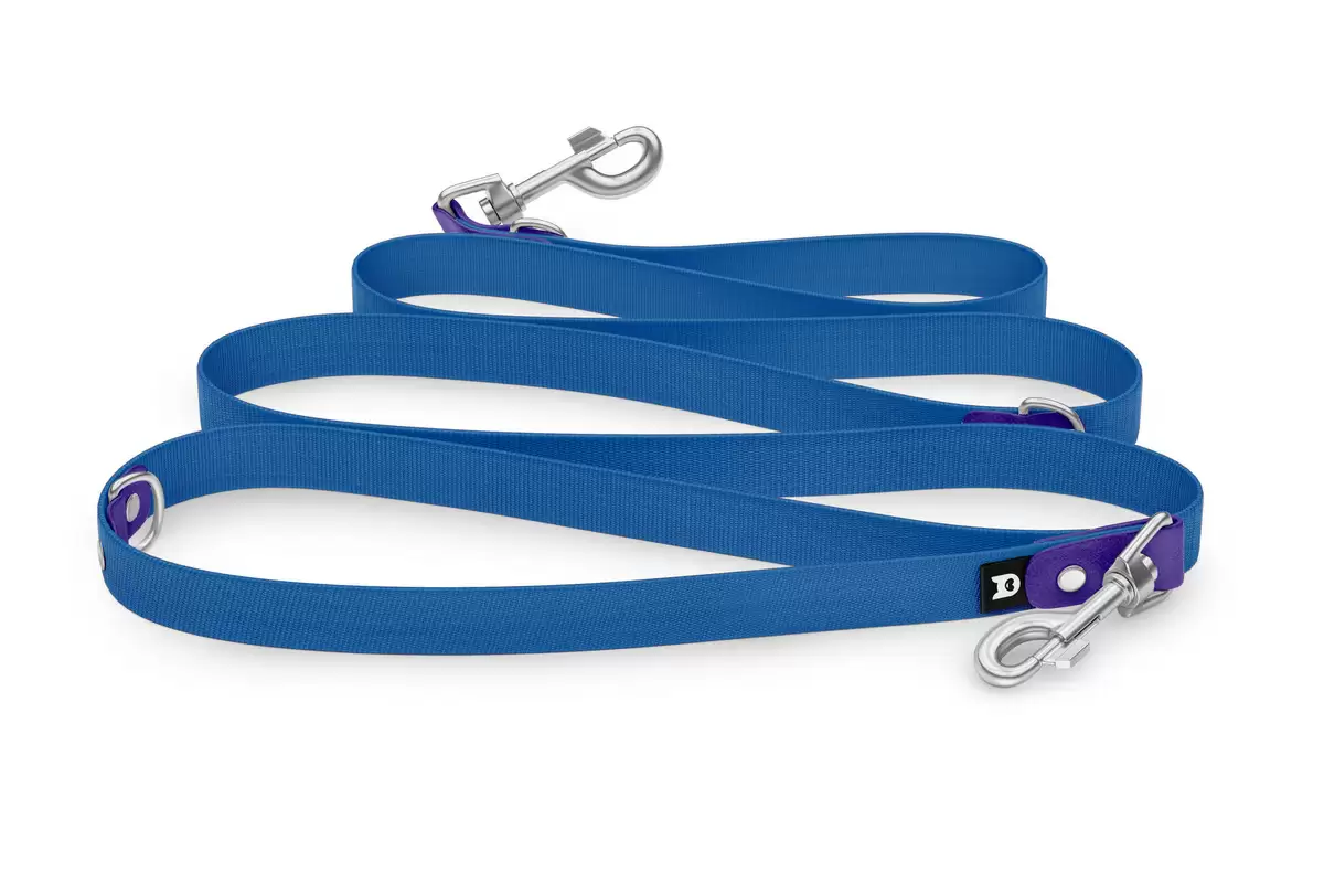 Reduzierte Hundeleine: Violett und Blau mit Silber-Komponenten