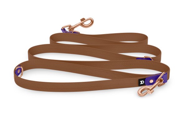 Reduzierte Hundeleine: Violett und mit Rosegold-Komponenten