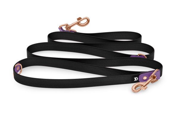 Reduzierte Hundeleine: Purpur und Schwarz mit Rosegold-Komponenten