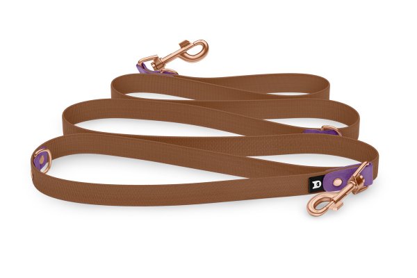 Reduzierte Hundeleine: Purpur und mit Rosegold-Komponenten