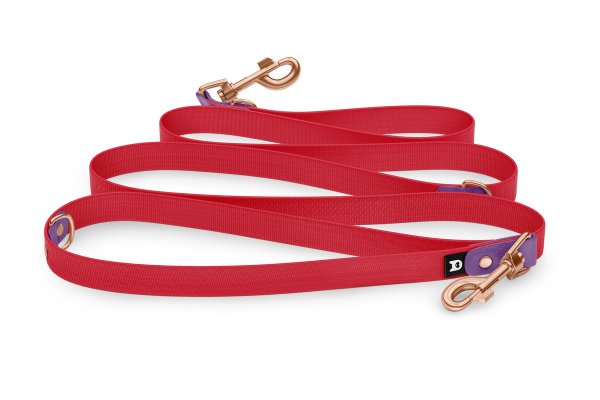 Reduzierte Hundeleine: Purpur und Rot mit Rosegold-Komponenten