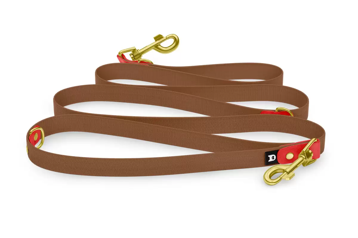 Reduzierte Hundeleine: Rot und mit Gold-Komponenten