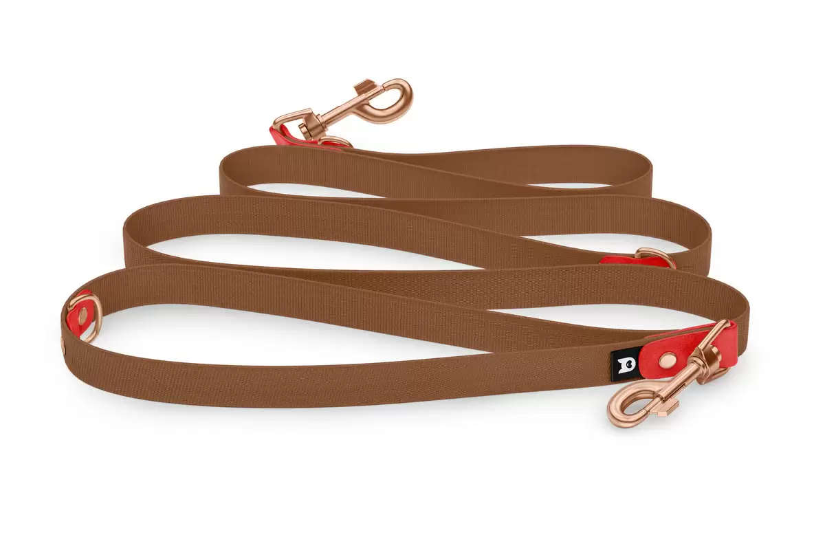 Reduzierte Hundeleine: Rot und mit Rosegold-Komponenten