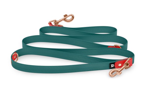 Reduzierte Hundeleine: Rot und mit Rosegold-Komponenten