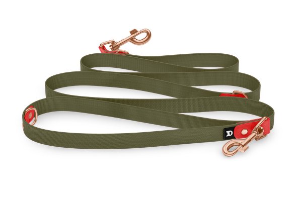Reduzierte Hundeleine: Rot und mit Rosegold-Komponenten