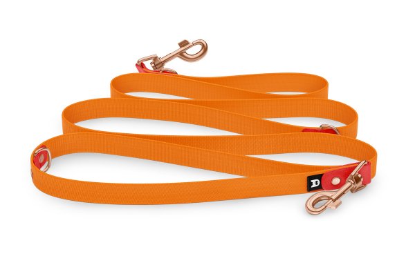 Reduzierte Hundeleine: Rot und mit Rosegold-Komponenten