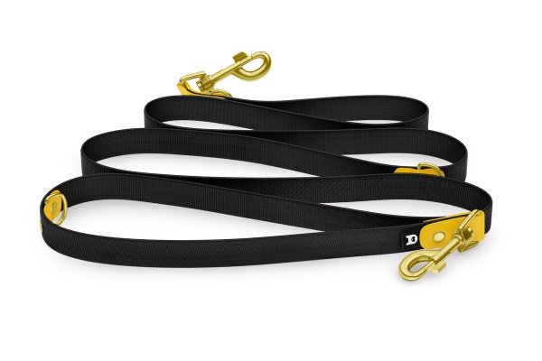 Reduzierte Hundeleine: Gelb und Schwarz mit Gold-Komponenten