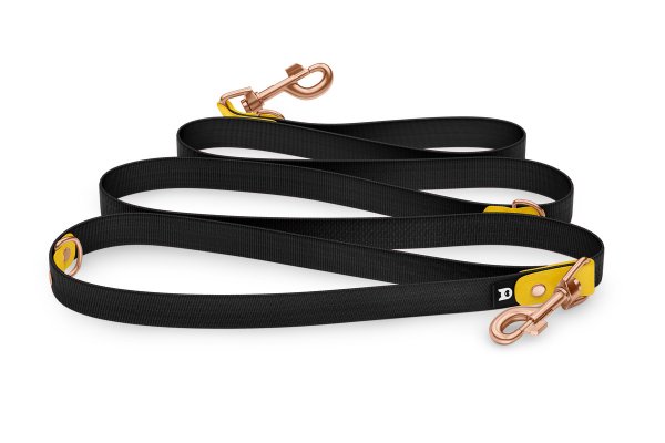 Reduzierte Hundeleine: Gelb und Schwarz mit Rosegold-Komponenten